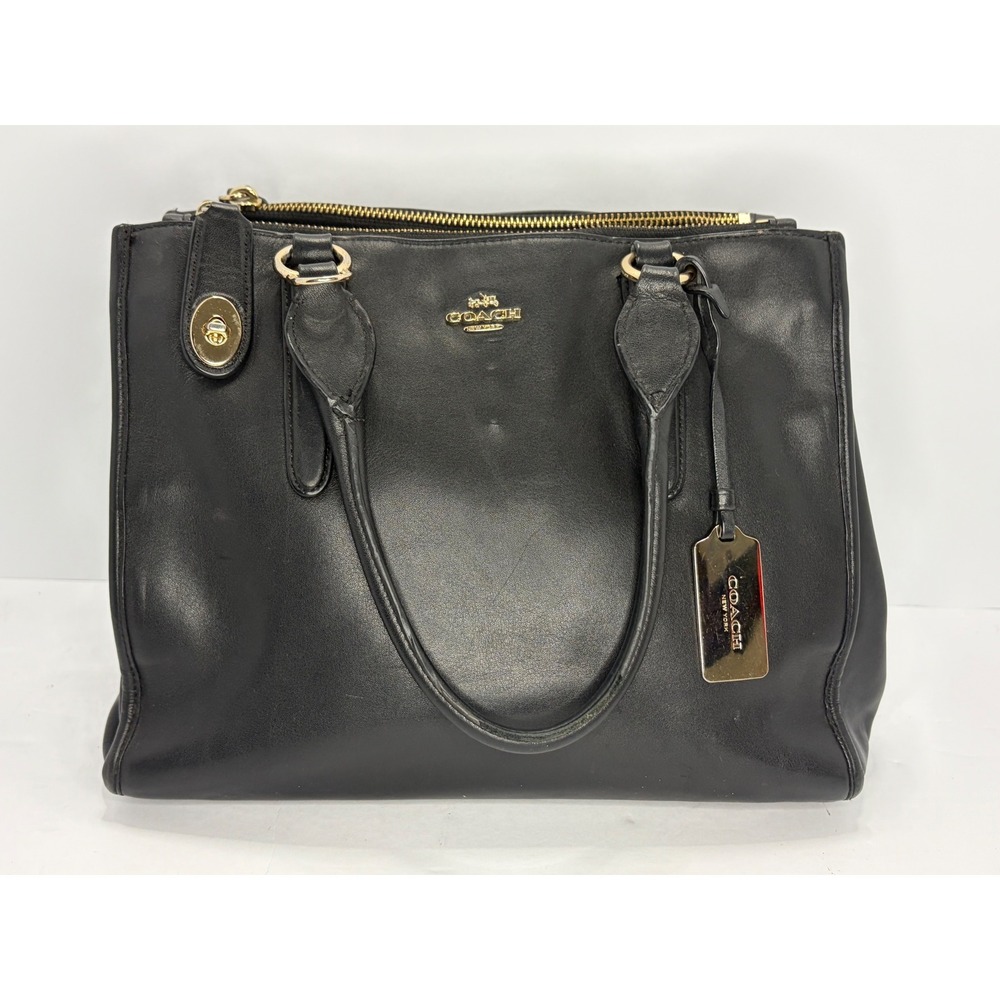 Coach Stanton Carryall Black Leather Tote Handbag Gold Hardware 36878